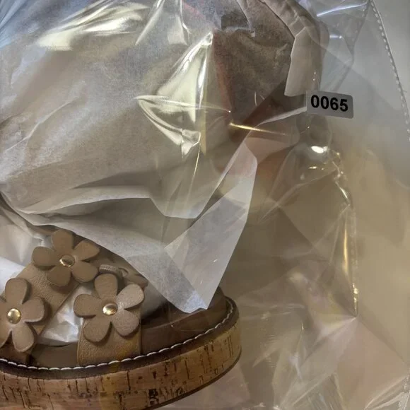 Corkys Floral Wedge Sandals Size 8 Cognac Slip-On Summer Shoes - Picture 8 of 8